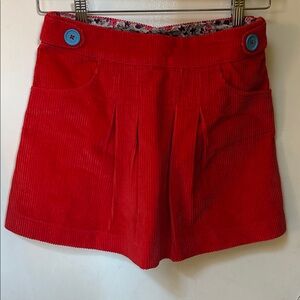 Mini Boden Red mod corduroy skirt, girls size 11-12